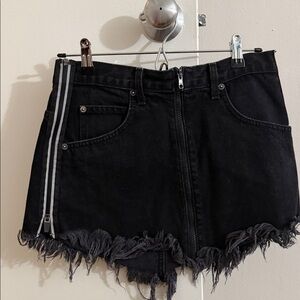 Carmar Black Frayed Denim Skirt